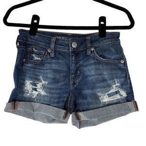 American Eagle Outfitter’s Super Super Stretch Distressed Midi Short - Women’s 4